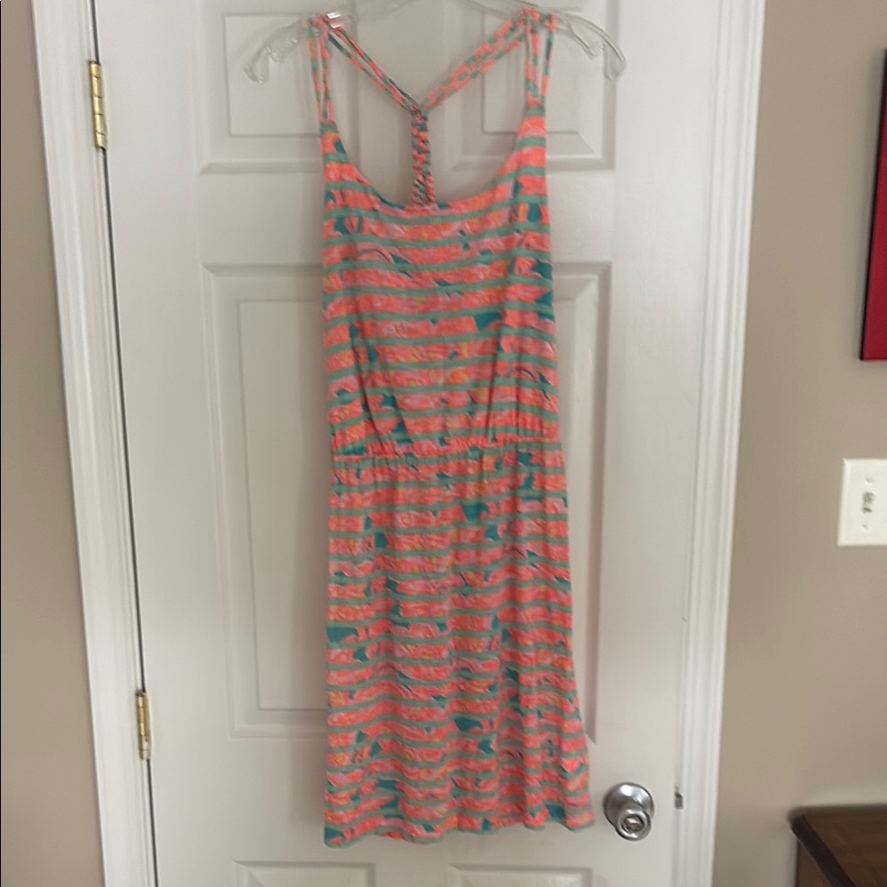 Coral and Teal Striped Racerback Sundress